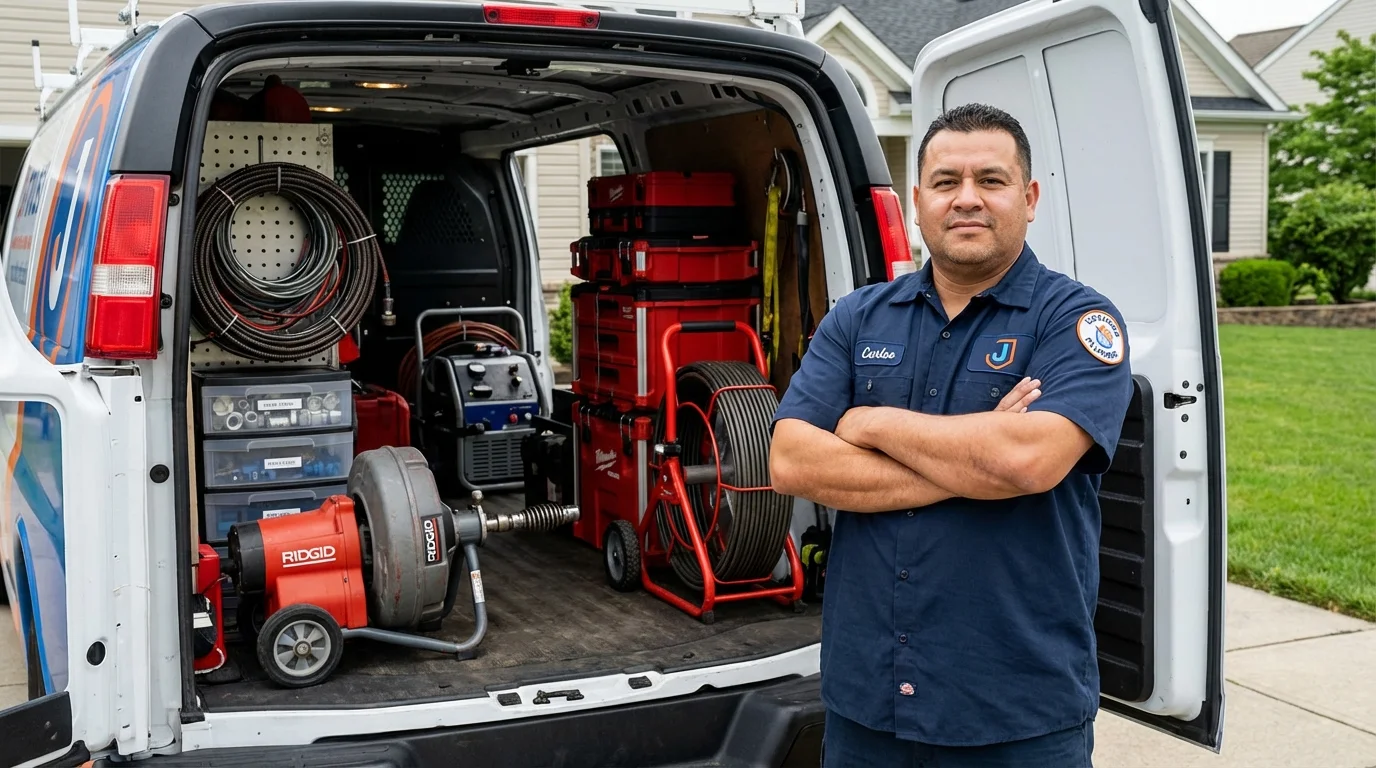 Professional drain cleaning equipment and Johns Plumbing LLC plumber in Lima
